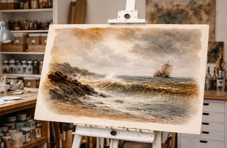 Inspecting Water Damage on Art